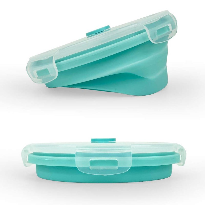CARTINTS Collapsible Bowl Silicone Collapsible Container Food Storage Containers Collapsible Camping Bowl for Travel Camping Hiking with Airtight Plastic Lids and 2Pack Silicone Dish Sponges- Blue, 800ml - Image 4